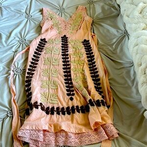 Johnny Was Joystick Elegant Pink Embroidered Dress